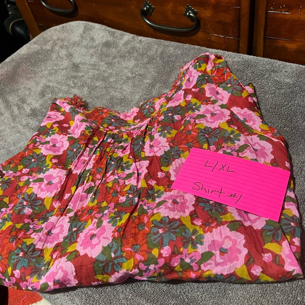 Floral Pink and Red Blouse
